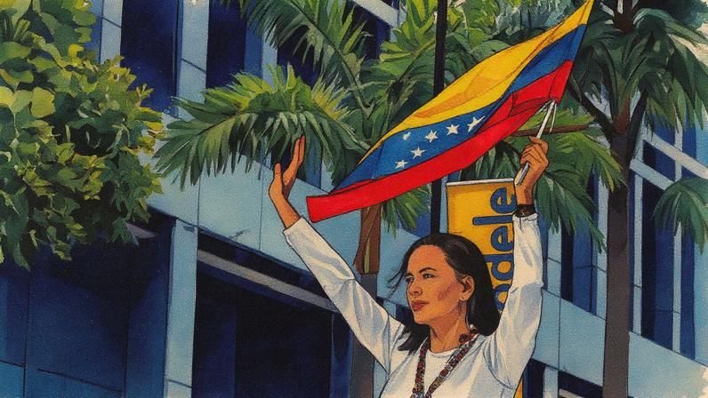 A líder da oposição na Venezuela, María Corina Machado, pressiona regime de Maduro após ganhar Nobel da Paz 2025 (Foto: Ronald Peña/EFE)