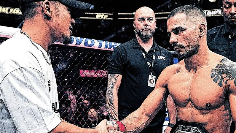 Joshua Van (esq) cumprimenta Pantoja (dir) no UFC (Foto: Reprodução/Instagram/Joshua Van)