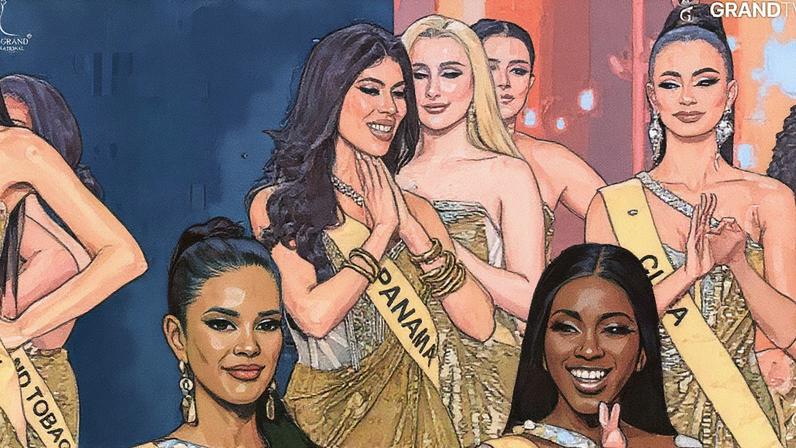 During the 2025 Miss Grand International pageant on Saturday, Miss Panama Isamar Herrera mistakenly thought her country was called as a finalist when host Matthew Deane actually announced Miss Paraguay as a finalist. YouTube/@GrandTVCH