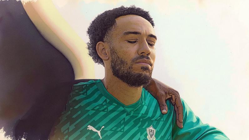 Aubameyang antes de Gâmbia x Gabão nas Eliminatórias da Copa — Foto: Divulgação / Aubameyang