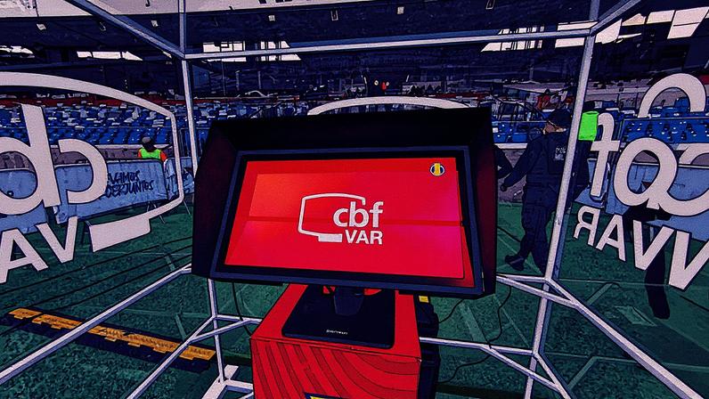 Cabine do VAR posicionada no Estádio Mangueirão na Série B — Foto: Nicksson Melo / ge Pará