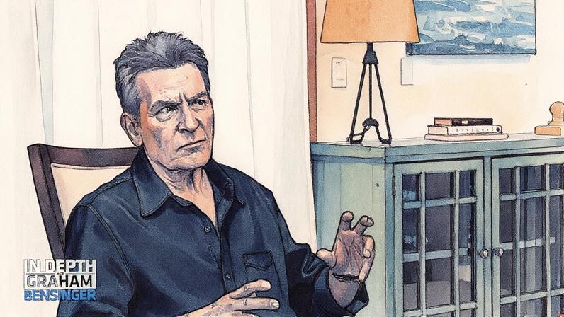 Charlie Sheen revisited his confession about hooking up with men in a new podcast episode. Graham Bensinger/YouTube