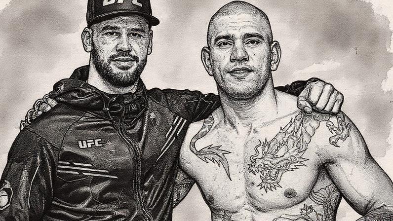 Yousri Belgaroui ao lado de Alex Poatan com cinturão do UFC (Foto: Reprodução/Instagram: @yousriofficial)