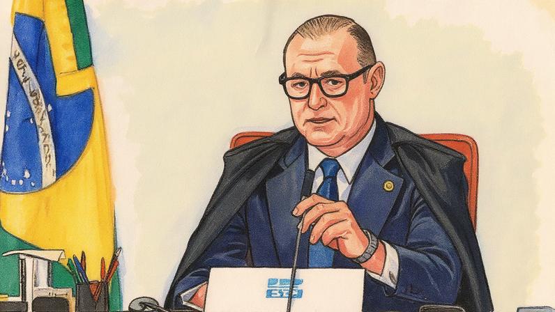 O ministro Cristiano Zanin durante o julgamento dos réus do núcleo 1 da trama golpista. Foto: Evaristo Sa/AFP