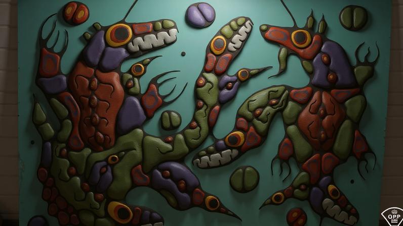 One of the fake Norval Morrisseau works seized by the Ontario Provincial Police and the Thunder Bay Police Service as part of the Project Totton investigation Courtesy Ontario Provincial Police