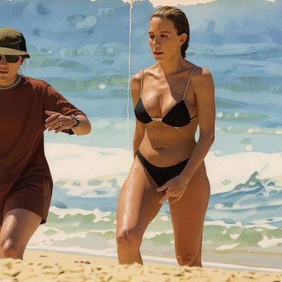 Bárbara Coelho se refresca no mar na Praia do Leblon em fotos