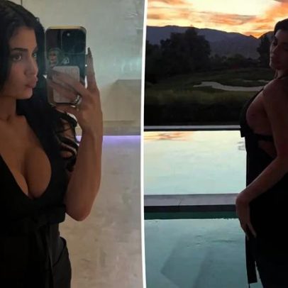 Kylie Jenner celebra Dia de Ação de Graças vestindo Dolce & Gabbana decotado