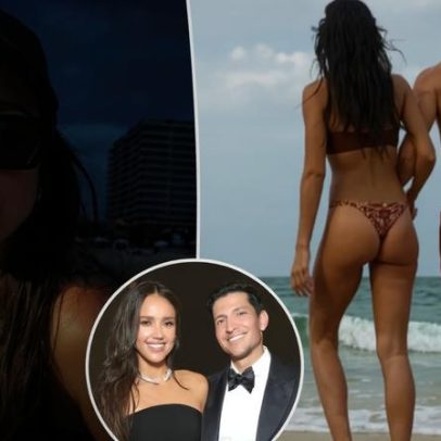 Jessica Alba é fotografada na praia ao lado de Danny Ramirez