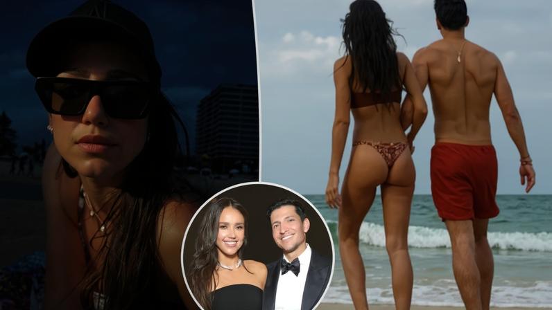 Jessica Alba packed on the PDA with Cash Warren while wearing a thong bikini on the beach. Jessica Alba/Instagram
