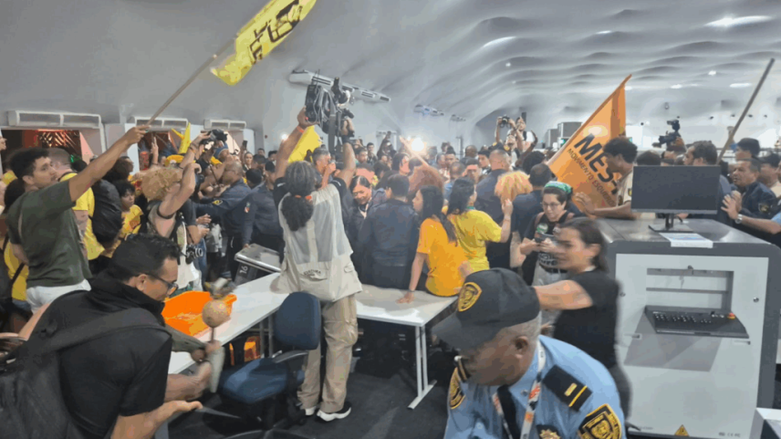 COP30: Manifestantes tentam ocupar área da ONU e entram em confronto com seguranças. Reprodução: Redes Sociais