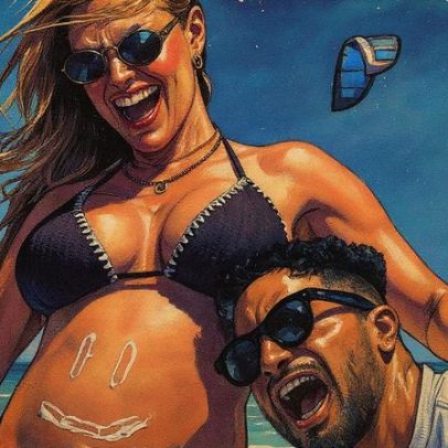 Grávidos Italo Ferreira e Sofia Larocca curtem praia e contam dias para o bebê
