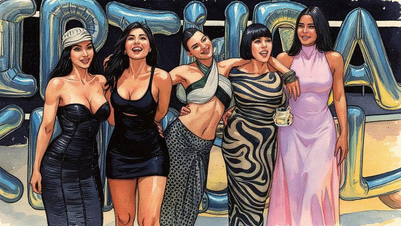 Kim, Kylie, Kendall, Kris e Khloé no aniversário de 30 anos de Kendall Jenner — Foto: Reprodução/Instagram