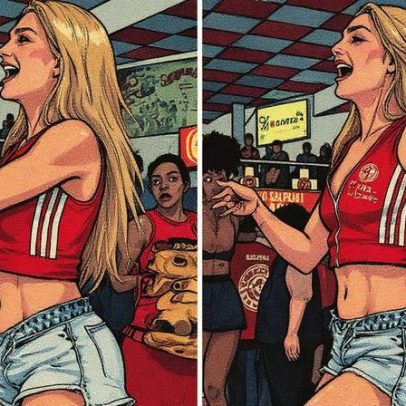 Bruna Griphao samba com microshort e tanquinho à mostra