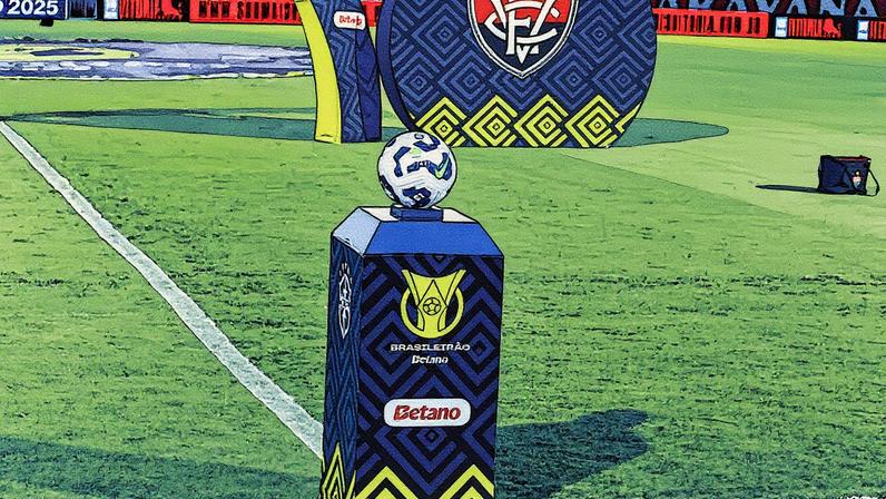 Bola do Brasileirão no gramado do Barradão (Foto: Márcio José/Gazeta Press)
