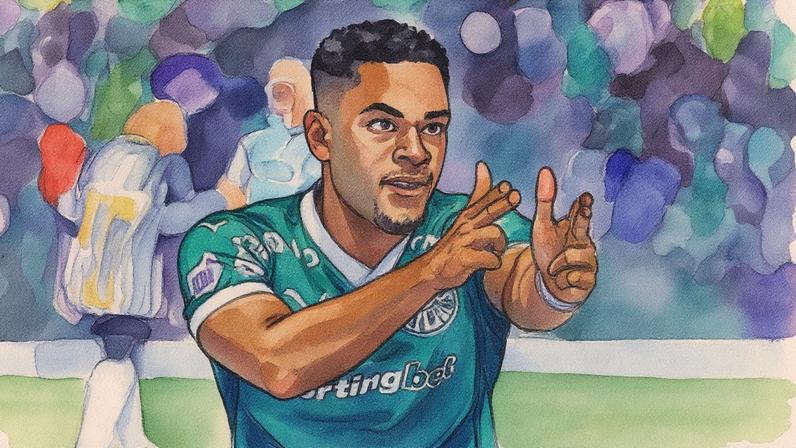 Vitor Roque comemora gol do Palmeiras diante do Santos. (Foto: Everton Okubo/Agência F8/Gazeta Press)