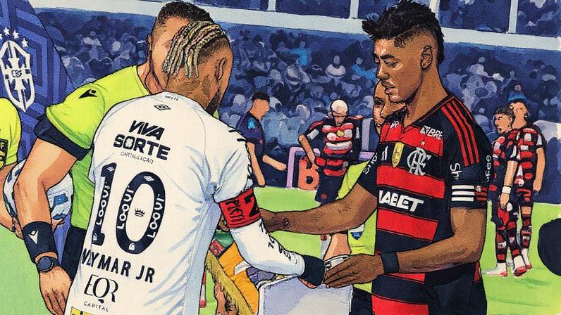 Neymar e Bruno Henrique em Santos x Flamengo (Foto: Raphael Campos Do Prado/Mochila Press/Gazeta Press)
