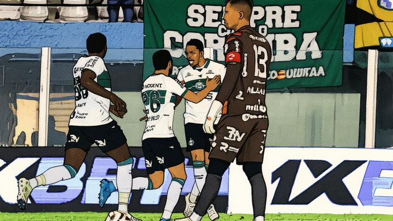 Dellatorre comemora o primeiro gol do Coritiba contra o Paysandu. Foto: Fernando Torres/Agif/Gazeta Press