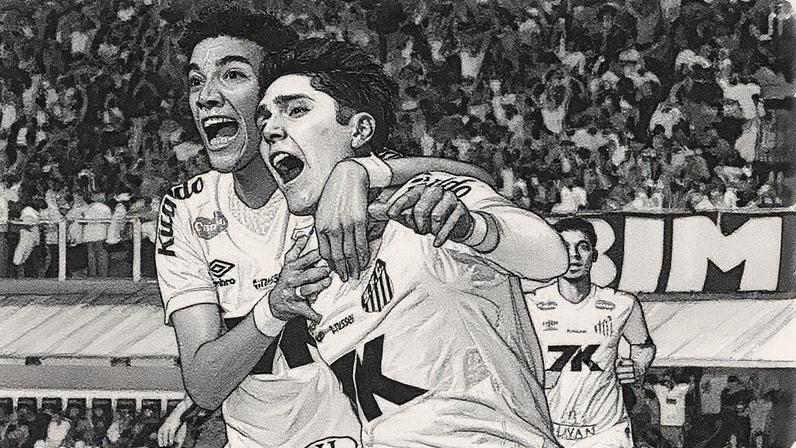 Rollheiser marca o gol da vitória do Santos diante do Palmeiras. (Foto: Thaísa Gigo/Mochila Press/ Gazeta Press)