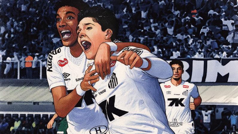 Rollheiser marca o gol da vitória do Santos diante do Palmeiras. (Foto: Thaísa Gigo/Mochila Press/ Gazeta Press)