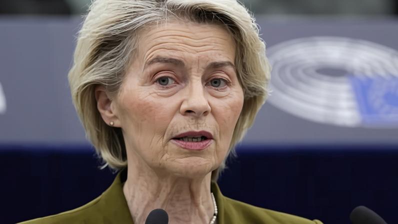 Ursula von der Leyen speaks during a debate on Ukraine at the European parliament in Strasbourg on Wednesday.