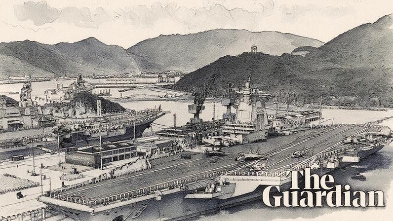 China’s Fujian aircraft carrier at a naval port in Sanya city in southern China. Photograph: Li Gang/AP