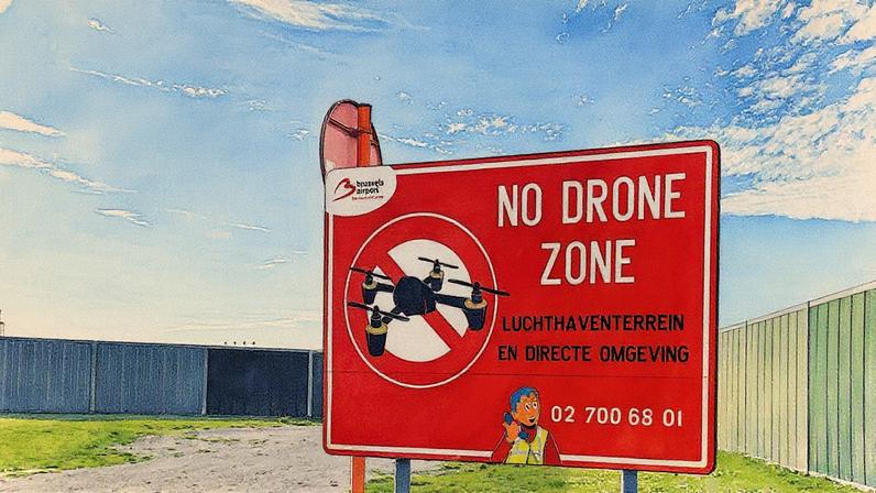 Arrivals and departures were halted for several hours on Tuesday evening at Belgium’s busiest airport, Brussels. Photograph: Virginia Mayo/AP