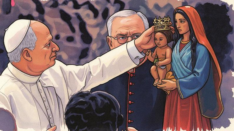 Pope Leo places a crown on a statue of Jesus during a ceremony at the Vatican last month. Photograph: Andrew Medichini/AP