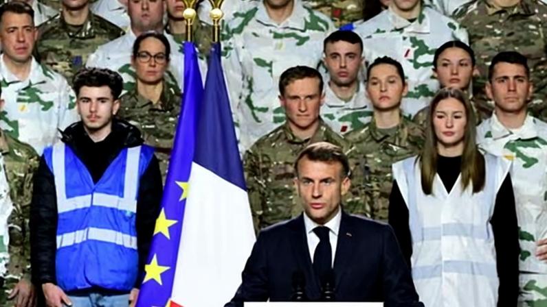 Visiting the mountain infantry brigade on Thursday, Emmanuel Macron said there was a young generation ‘ready to stand up’ for their nation.