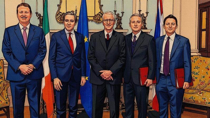 From left: Jim O'Callaghan, Simon Harris, Hilary Benn and Matthew Patrick at the British-Irish intergovernmental conference in Dublin.