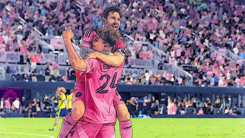 Lionel Messi festeja com Mateo Silvetti mais um golo pelo Inter Miami - Foto: IMAGO
