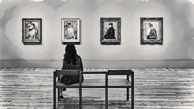 “The capstone to their artistic dialogue”: from left to right, Édouard Manet’s Jeanne (Spring) (1881); Berthe Morisot’s Summer (1880); Manet’s Autumn (1882); Morisot’s Winter (1880)