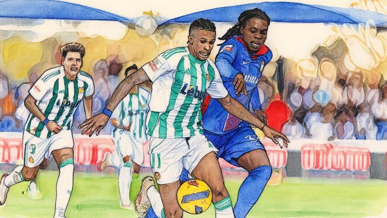 André Luiz e Meupiyou disputam a bola no Alverca-Rio Ave - Foto: FILIPE AMORIM/LUSA