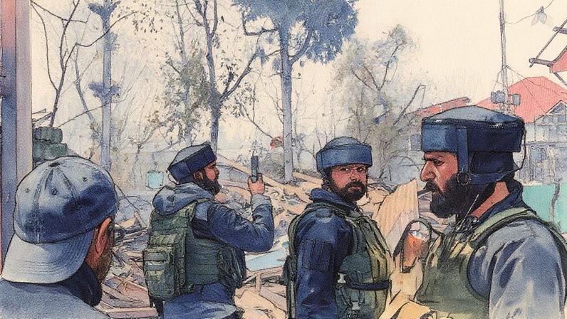 Indian special operations officers in Koil, Kashmir, where arrests have been made and one suspect’s home has been demolished by the authorities.