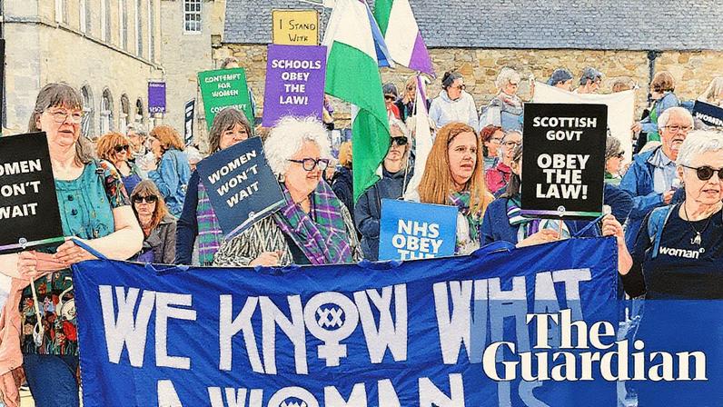 Campaigners gather at the Scottish parliament in September to urge the Scottish government to implement the supreme court ruling on gender. Photograph: Murdo MacLeod/The Guardian