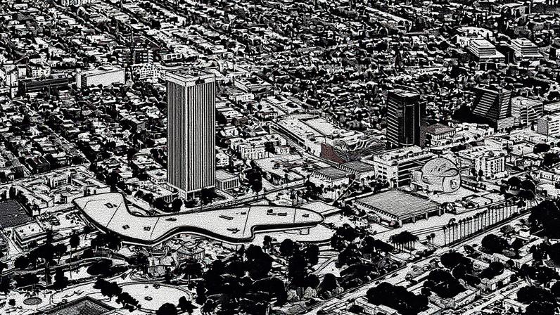 Aerial view of Lacma's campus in context of Miracle Mile Photo © Iwan Baan