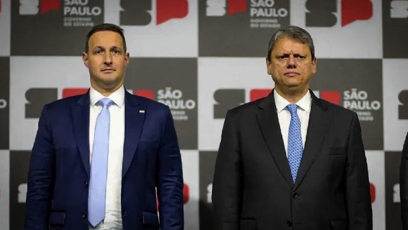 Guilherme Derrite e governadorTarcísio de Freitas (Republicanos). (Foto: Marcelo Camargo/Governo do estado de São Paulo)
