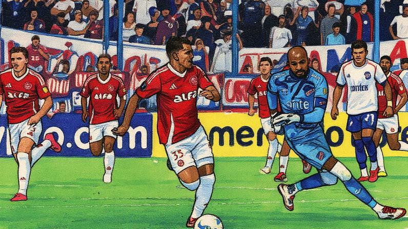 Aguirre dribla goleiro e marca gol contra o Nacional-URU (Foto: Ricardo Duarte/SC Internacional)
