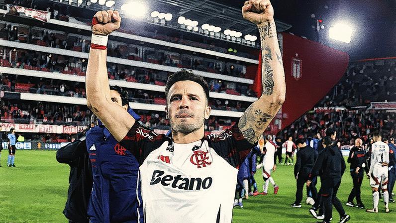 Saúl após classificação do Flamengo na Libertadores (Foto: Gilvan de Souza/Flamengo)