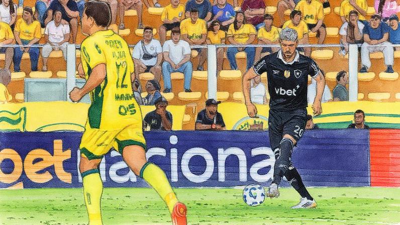 Alexander Barboza em ação em Mirassol x Botafogo (Foto: Vítor Silva/Botafogo)