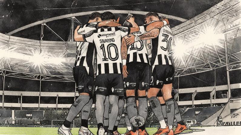 Time do Botafogo comemorando gol contra o Vasco (Foto: Vítor Silva/Botafogo)