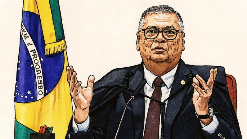 Flávio Dino, durante julgamento do núcleo 3, no momento em que adverte advogados sobre poder de polícia da presidência da Primeira Turma. (Foto: Rosinei Coutinho/STF)