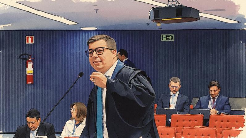 Analogia: Igor Vasconcelos Laboissierre, advogado do tenente-coronel Sérgio Cavalieri. Durante sua sustentação oral, o advogado citou o livro "O Senhor dos Anéis", sendo elogiado por Flávio Dino. (Foto: Rosinei Coutinho/STF)