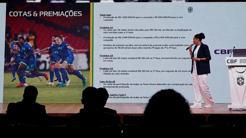 Aline Pellegrino apresenta aumento das premiações no futebol feminino. (Rafael Ribeiro/CBF)