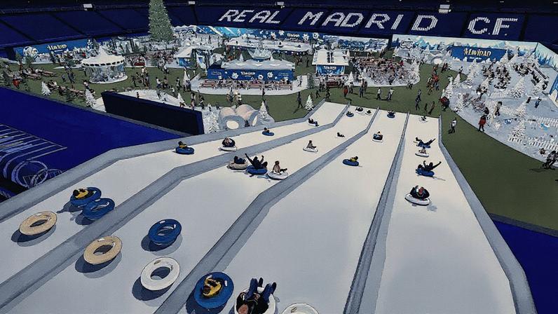 1 de 3 Natal no Bernabéu terá tobogã com quatro pistas para deslizar em boias infláveis — Foto: Reprodução/Mavidad Bernabéu