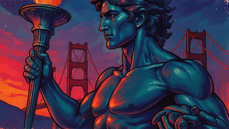 A close-up rendering of The Great Colossus of Prometheus on Alcatraz Courtesy the American Colossus Foundation, via X