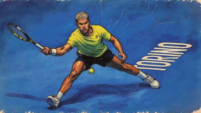 Carlos Alcaraz devolve bola na vitória sobre o australiano Alex De Minaur (Foto: Marco BERTORELLO/AFP)