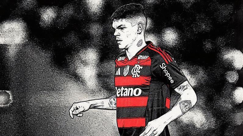Ayrton Lucas em ação pelo Flamengo contra o Santos (Foto: Adriano Fontes/Flamengo)