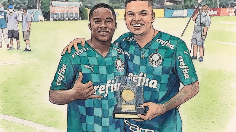 Bruno Menezes e Endrick foram campeões da Copa São Paulo de Futebol Júnior pelo Palmeiras em 2022 (Foto: Reprodução / Instagram)