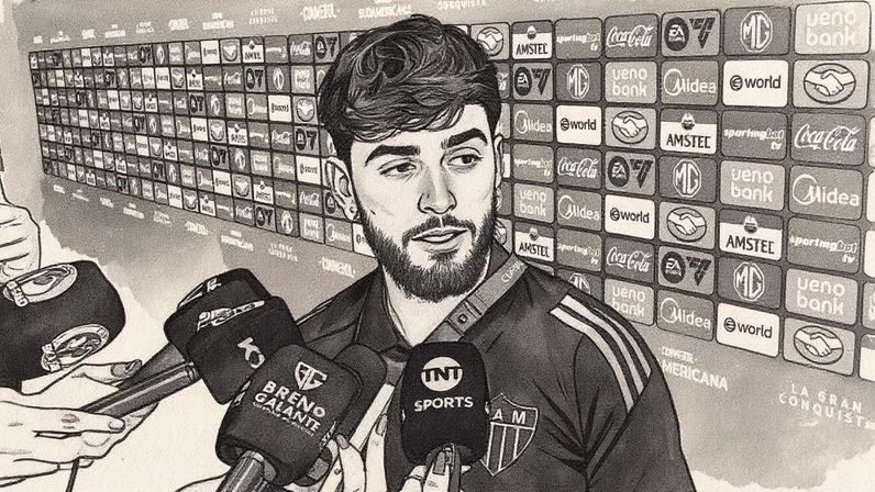 Biel em entrevista após Atlético-MG x Lanús (Foto: Reprodução)