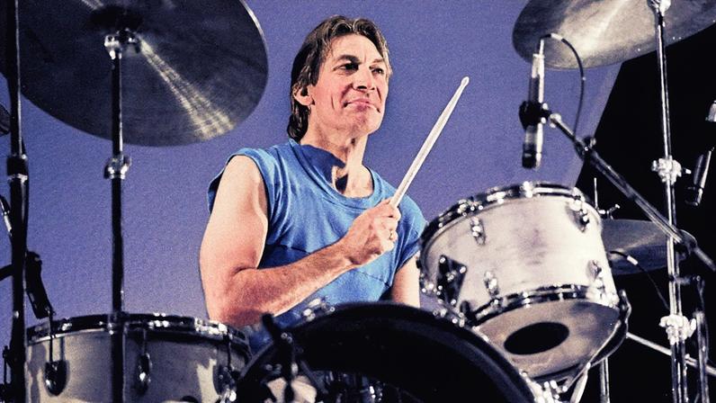 British Rock musician Charlie Watts, on drums, of the group the Rolling Stones, performs onstage during 'The Rolling Stones American Tour 1981' (in support of their album 'Tattoo You'), at Madison Square Garden, New York, New York, November 13, 1981.